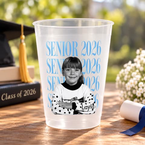 Senior Graduation Photo Cup – Custom Portrait Personalized Frosted Cup Gift