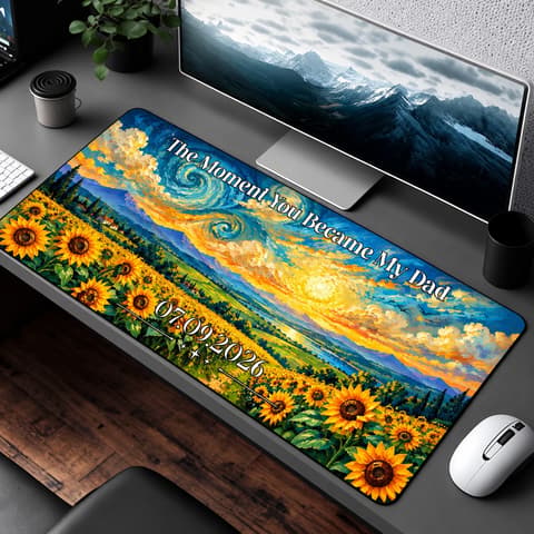 Moon Phase The Days You Became Our Dad Mom - Personalized Pu Leather Desk Mat