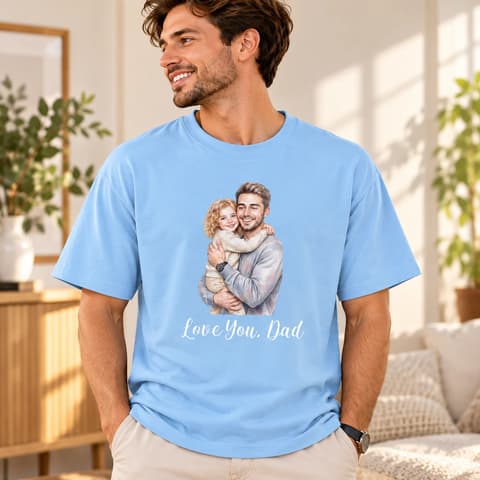 Custom Photo & Text Love You Dad - Personalized T-Shirt - Gift For Dad, Grandpa