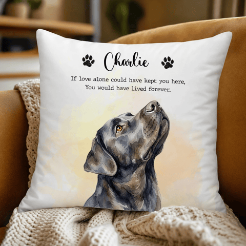 Custom Photo Realistic Watercolor Art Memorial Dog Cat If Love Alone Could Have Kept You Here - Personalized Pillow