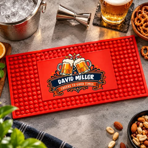 Good Friends Good Drinks Great Times - Personalized Bar Mat
