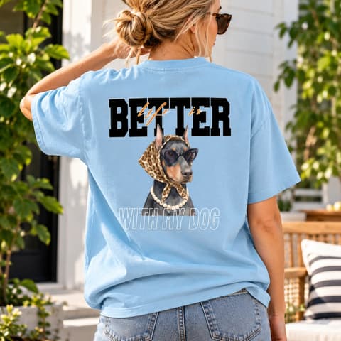 Better With Dogs Photo – Personalized T-Shirt, Custom Dog Photo Shirt, Dog Mom And Dog Dad Gift, Pet Lover Tee, Birthday Gift For Dog Owners