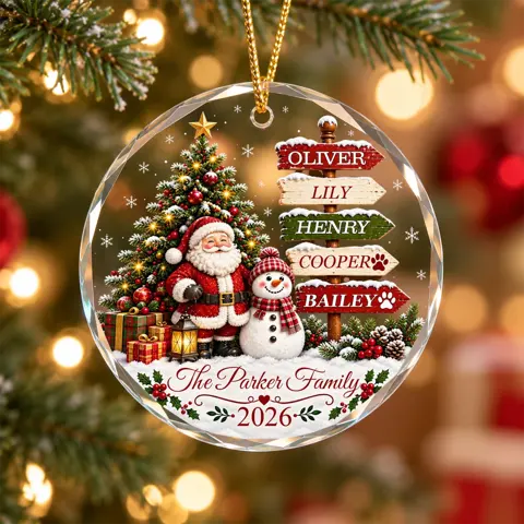 Custom Family Name Christmas Ornament Personalized Member Names And Year Holiday Gift