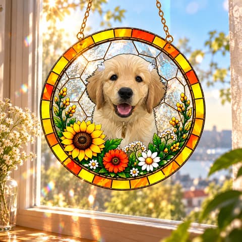 Custom 3d Stained Glass Photo Suncatcher, Personalized Family Portrait Window Hanging, Unique Picture Keepsake Gift