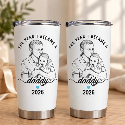 Personalized 20oz Tumbler Custom Daddy Photo – New Dad Gift, First Fatherhood Keepsake, Father’S Day Stainless Steel Travel Cup