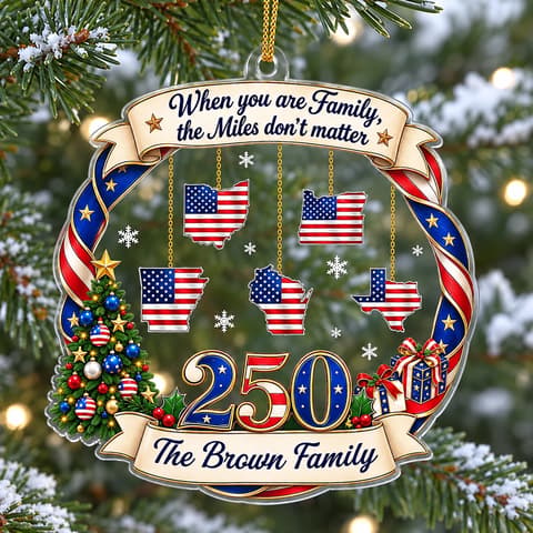 Custom America 250 Family States Ornament