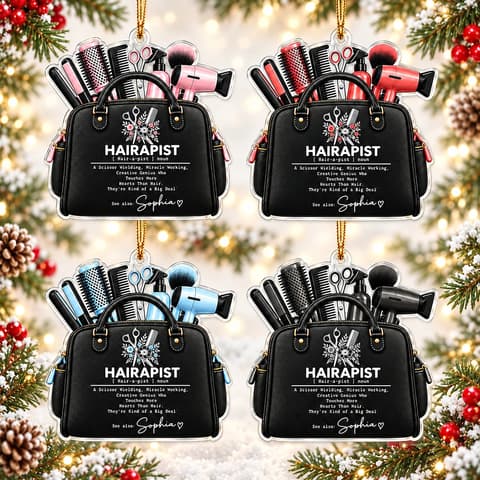 Personalized Acrylic Christmas Ornament Custom Name – Hair Stylist Beauty Salon Keepsake, Hairdresser Holiday Tree Decor Gift