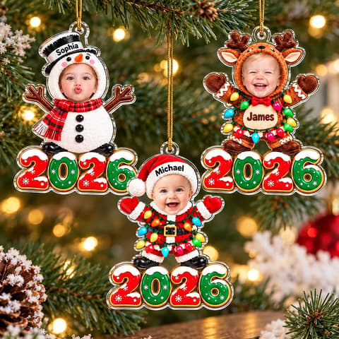 Personalized Acrylic Christmas Ornament Custom Photo And Name – Baby And Kids 2026 Keepsake, Christmas Tree Decor Gift