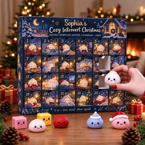 What If Christmas Plans Were Just Staying Home? Personalized Dumpling Advent Calendar, Custom Name Squishy Countdown Gift