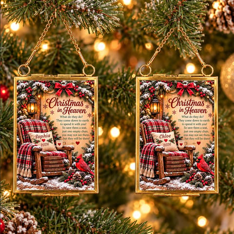 Custom Name Memorial Christmas Ornament, Christmas In Heaven Keepsake With Year, In Loving Memory Holiday Decor, Sympathy Gift