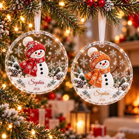 Personalized Kids Name Ornament 2026, Custom Name Christmas 2026, Snowman Christmas Ornaments For Kids, Grandkid Baby Christmas Keepsakes