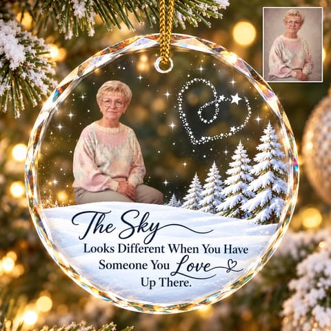 Personalized Round Glass Christmas Ornament Custom Grandpa & Grandma Photo – Memorial Keepsake, In Loving Memory Holiday Tree Decor Gift