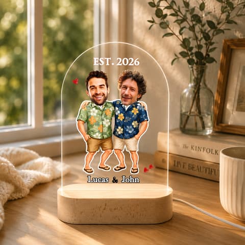 Custom Men In Hawaii Led Lamp – Tropical Keepsake