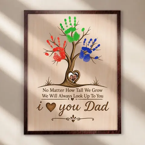 No Matter How Tall We Grow - Personalized Wooden Plaque