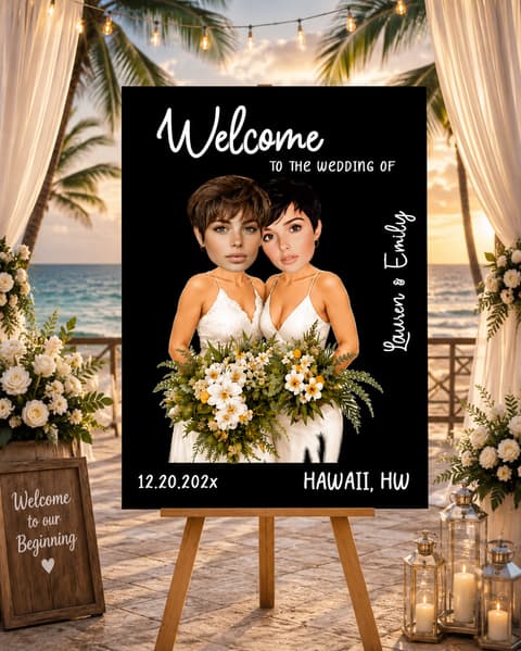 Custom Wedding Welcome Sign For Women Hawaii Wedding Photo Board