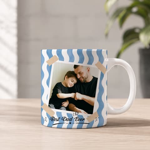 Father'S Day Custom Photo Striped Pattern Father'S Day Gift For Dad, Husband - Personalized Mug