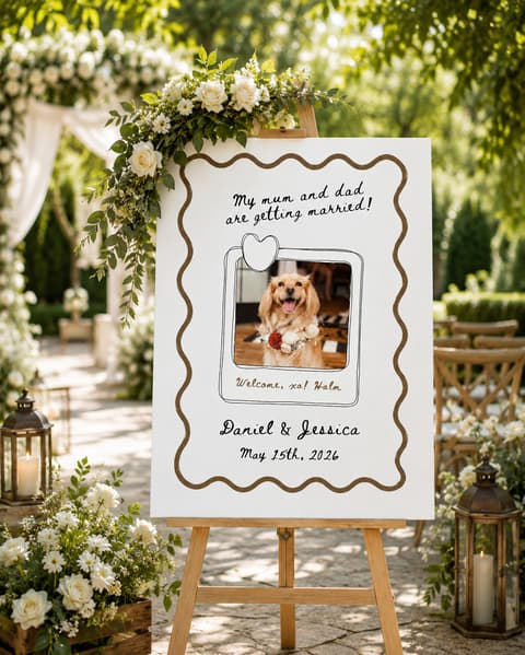 Personalized Dog Wedding Welcome Sign | Custom Printed Pet Wedding Board | "My Humans Are Getting Married" Sign