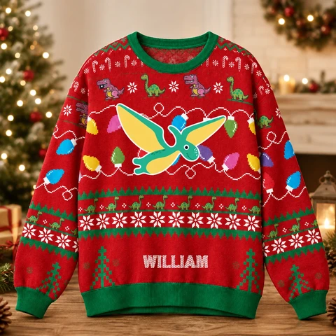 Personalized Christmas Ugly Sweatshirt - Personalized Photo or Cartoon Character and Custom Name Sweater