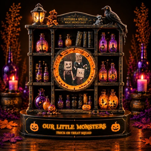 Personalized "Potion Shelf" Family Photo & Spooky Squad Halloween LED Night Light