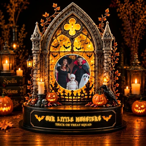 Personalized "Gothic Church Arch" Family Photo Halloween LED Night Light