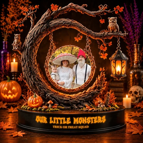 Personalized "Tree Branch Swing" Family Photo Halloween LED Night Light