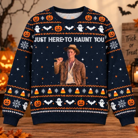 Custom Portrait Halloween Ugly Sweater - Personalized Photo Upload Spooky Sweatshirt Unique Halloween