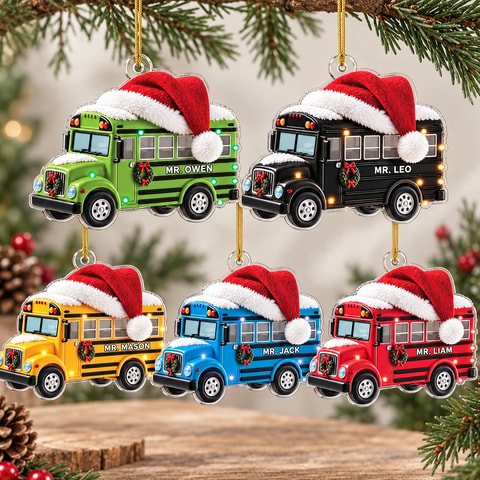 [3D Printing Effect] Bus Acrylic Ornament - Personalized Bus Driver Gifts