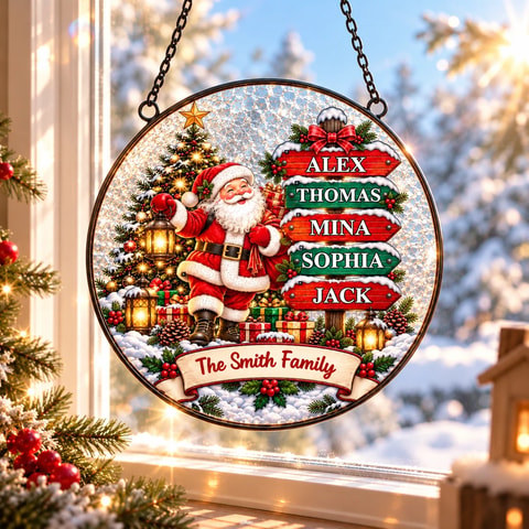 Personalized Family Christmas Suncatcher, Custom Name Gift for Parents & Grandparents, Family Christmas Gift