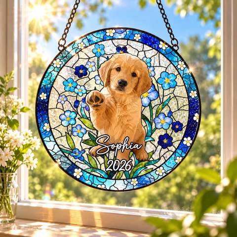 Forget Me Not Stained Glass Suncatcher: Memorial Window Hanging, Sympathy Gift for Miscarriage Mom