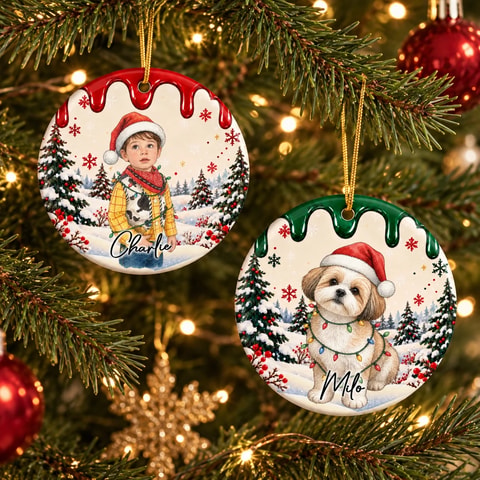 A Little Portrait From a Christmas Story Personalized Ornament, Custom Photo & Name, Snowy Winter Keepsake, Family Holiday Gift