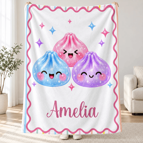 Personalized Kawaii Dumpling Ornament Custom Name, Cute Squishy Character Holiday Keepsake, Pastel Christmas Decor, Sweet Gift for Her