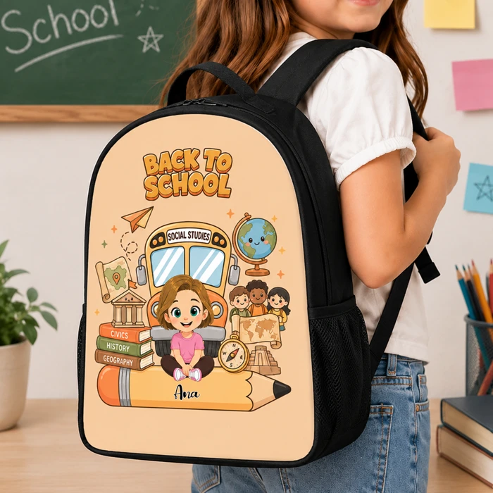 Personalized Back To School Backpack For Boys & Girls – Custom Name School Bookbag – Cute Student Backpack Gift