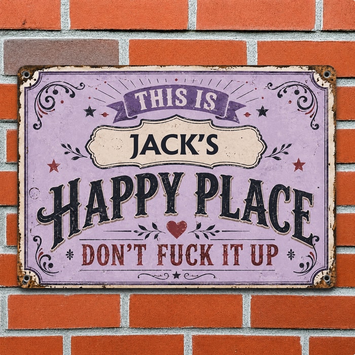 This Is My Happy Place Vintage Style, Personalized Metal Sign, Gift For Him