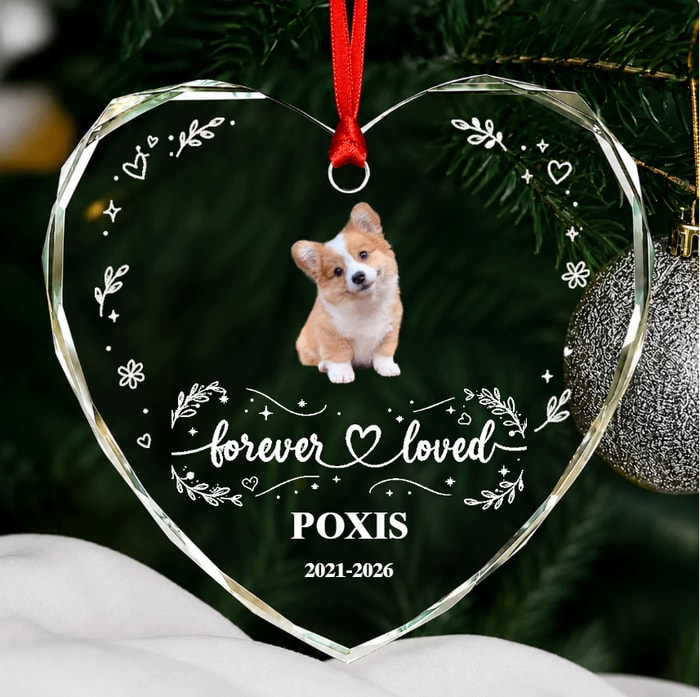 Personalized Crystal Heart Ornament Pet Memorial Gift