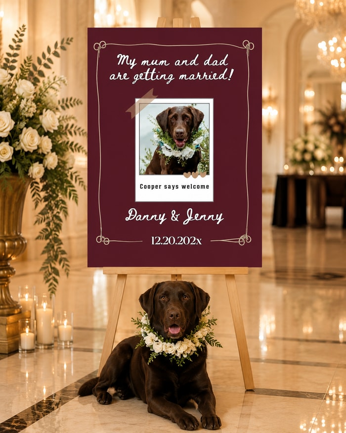 Personalized "My Mum And Dad Are Getting Married!" Pet Wedding Welcome Board Sign - Custom Printed Decor